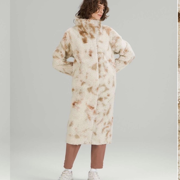 Lululemon lab Textured Fleece Coat Diamond Dye Light Ivory Dusty Bronze - Picture 2 of 11